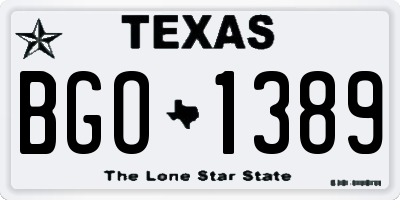 TX license plate BGO1389