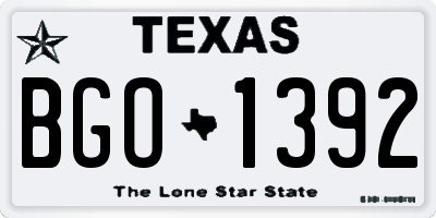 TX license plate BGO1392