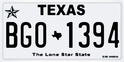 TX license plate BGO1394