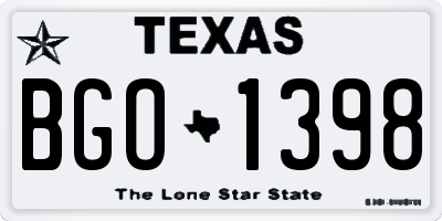 TX license plate BGO1398