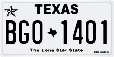 TX license plate BGO1401