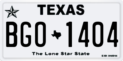 TX license plate BGO1404