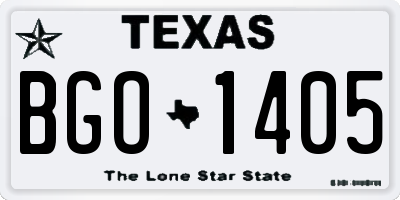 TX license plate BGO1405