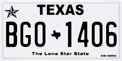 TX license plate BGO1406