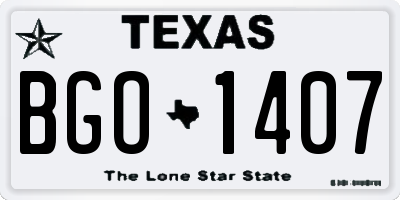 TX license plate BGO1407