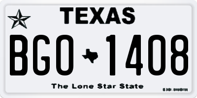 TX license plate BGO1408