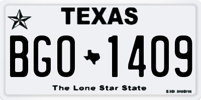 TX license plate BGO1409