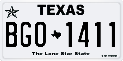 TX license plate BGO1411