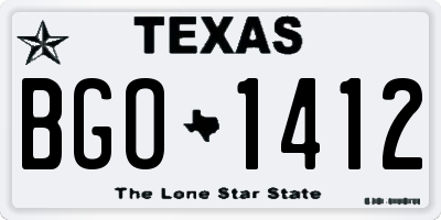 TX license plate BGO1412
