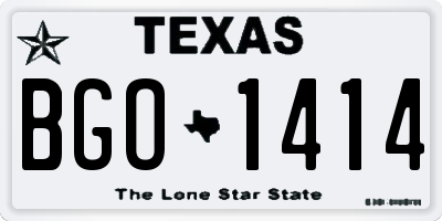 TX license plate BGO1414