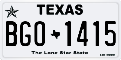 TX license plate BGO1415