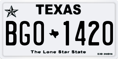 TX license plate BGO1420