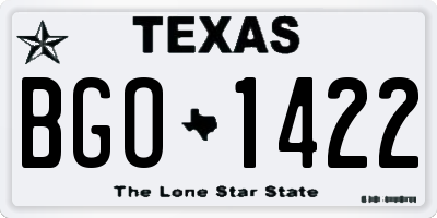TX license plate BGO1422