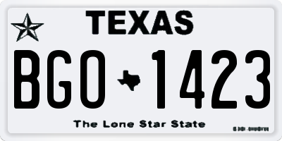 TX license plate BGO1423