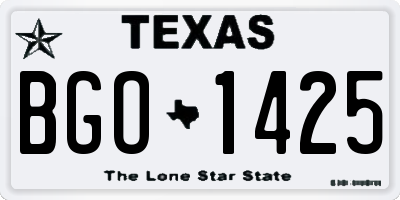 TX license plate BGO1425