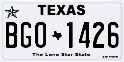TX license plate BGO1426