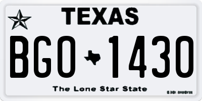 TX license plate BGO1430