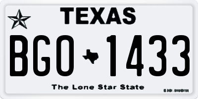 TX license plate BGO1433
