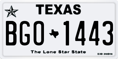 TX license plate BGO1443