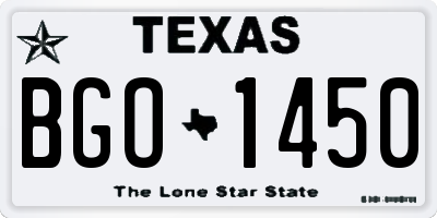 TX license plate BGO1450