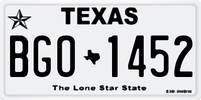 TX license plate BGO1452