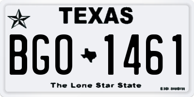 TX license plate BGO1461