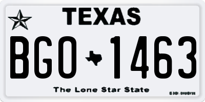TX license plate BGO1463