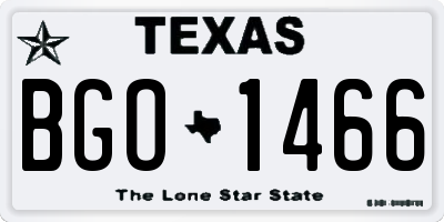 TX license plate BGO1466