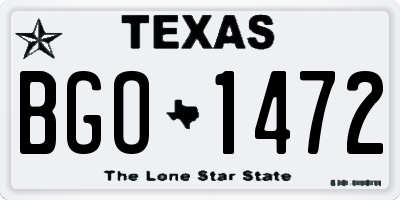 TX license plate BGO1472