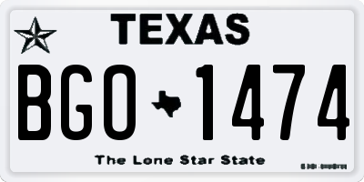 TX license plate BGO1474
