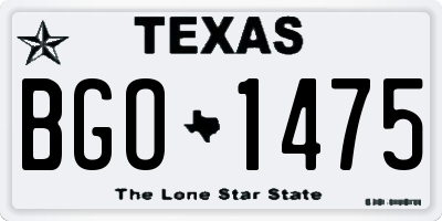 TX license plate BGO1475