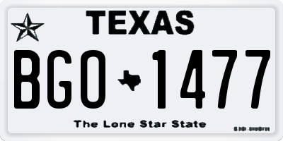 TX license plate BGO1477