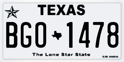 TX license plate BGO1478