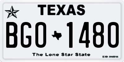 TX license plate BGO1480