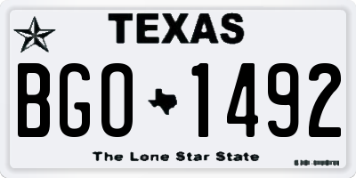 TX license plate BGO1492