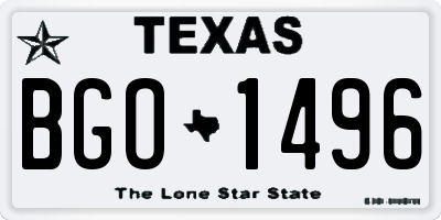 TX license plate BGO1496