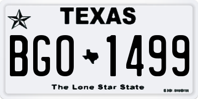 TX license plate BGO1499