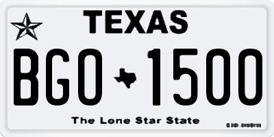 TX license plate BGO1500