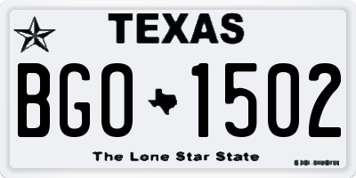 TX license plate BGO1502