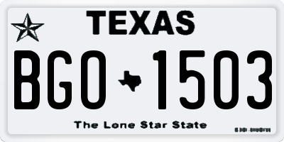 TX license plate BGO1503