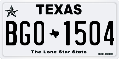 TX license plate BGO1504