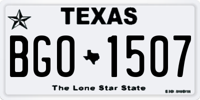 TX license plate BGO1507