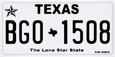 TX license plate BGO1508
