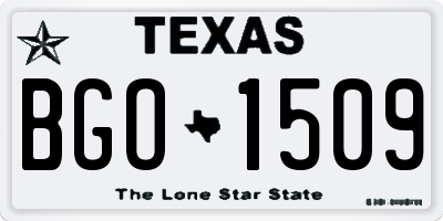 TX license plate BGO1509