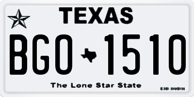 TX license plate BGO1510