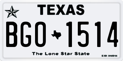 TX license plate BGO1514