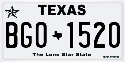 TX license plate BGO1520