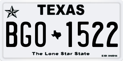 TX license plate BGO1522