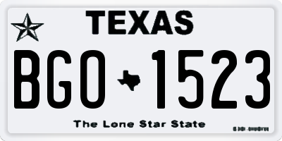 TX license plate BGO1523