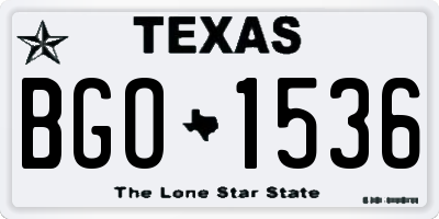 TX license plate BGO1536